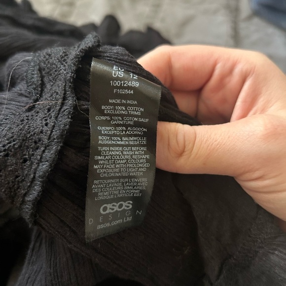 ASOS Black Mini Cotton Skirt Sz 12 Whimsigoth Fairy Grudge Soft Goth - Picture 6 of 14